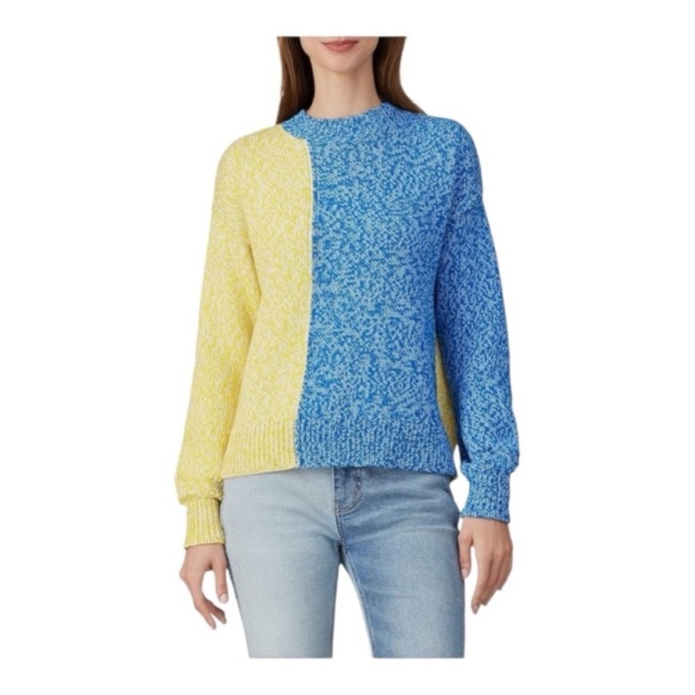 Chinti & Parker Colorblock Crewneck Sweater in Yellow and Blue size M